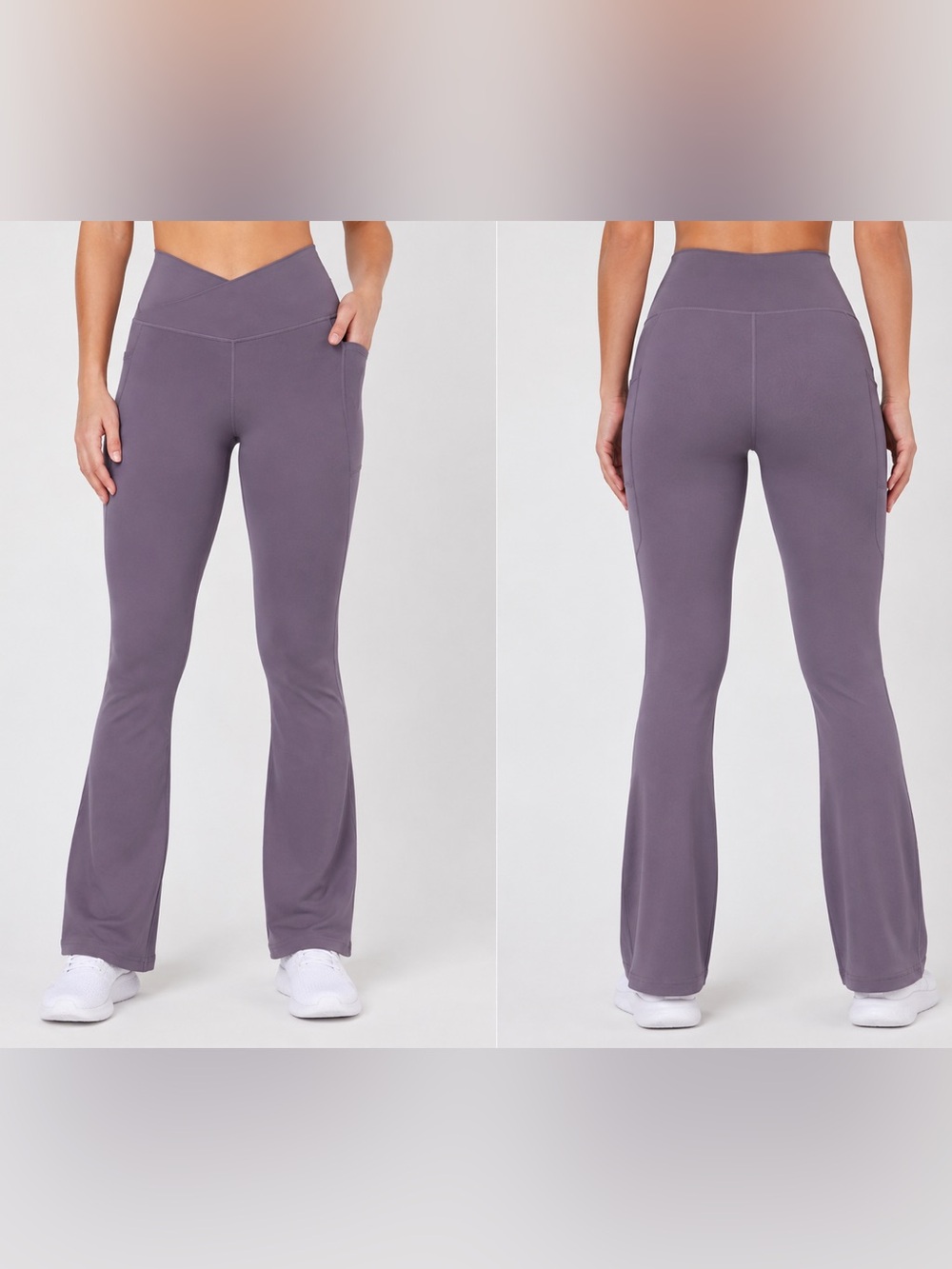 🩷. 647.  High Waisted Flare Yoga Pants with Side Pockets – Lavender Activewear